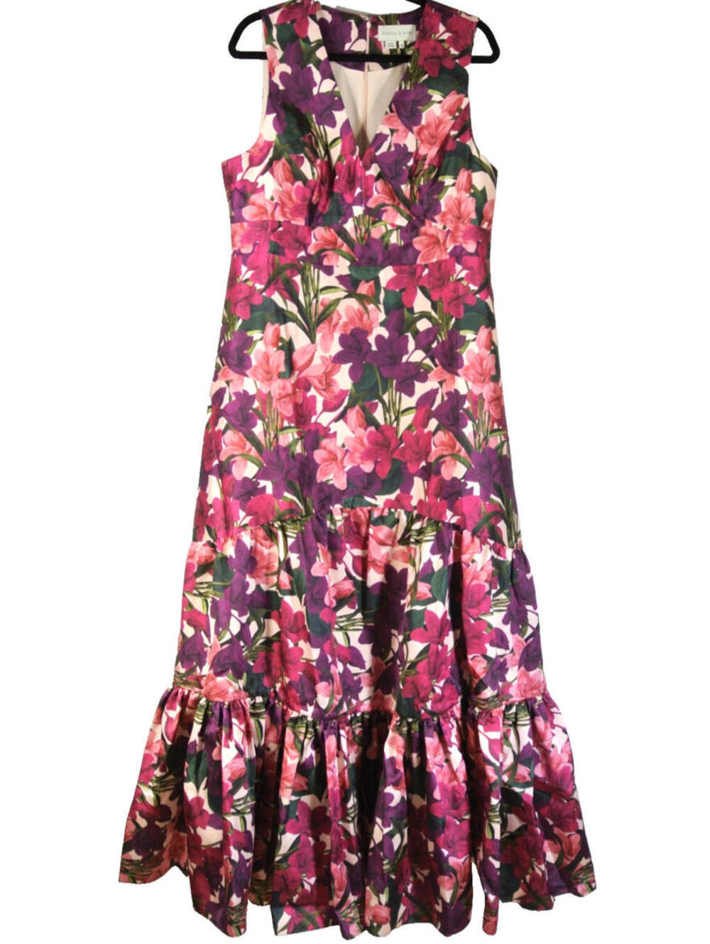 NEW, SACHIN & BABI Rori Floral Sleeveless Mikado Gown SZ 12 #LD260 - Picture 7 of 11